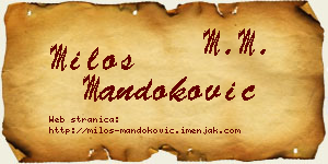 Miloš Mandoković vizit kartica